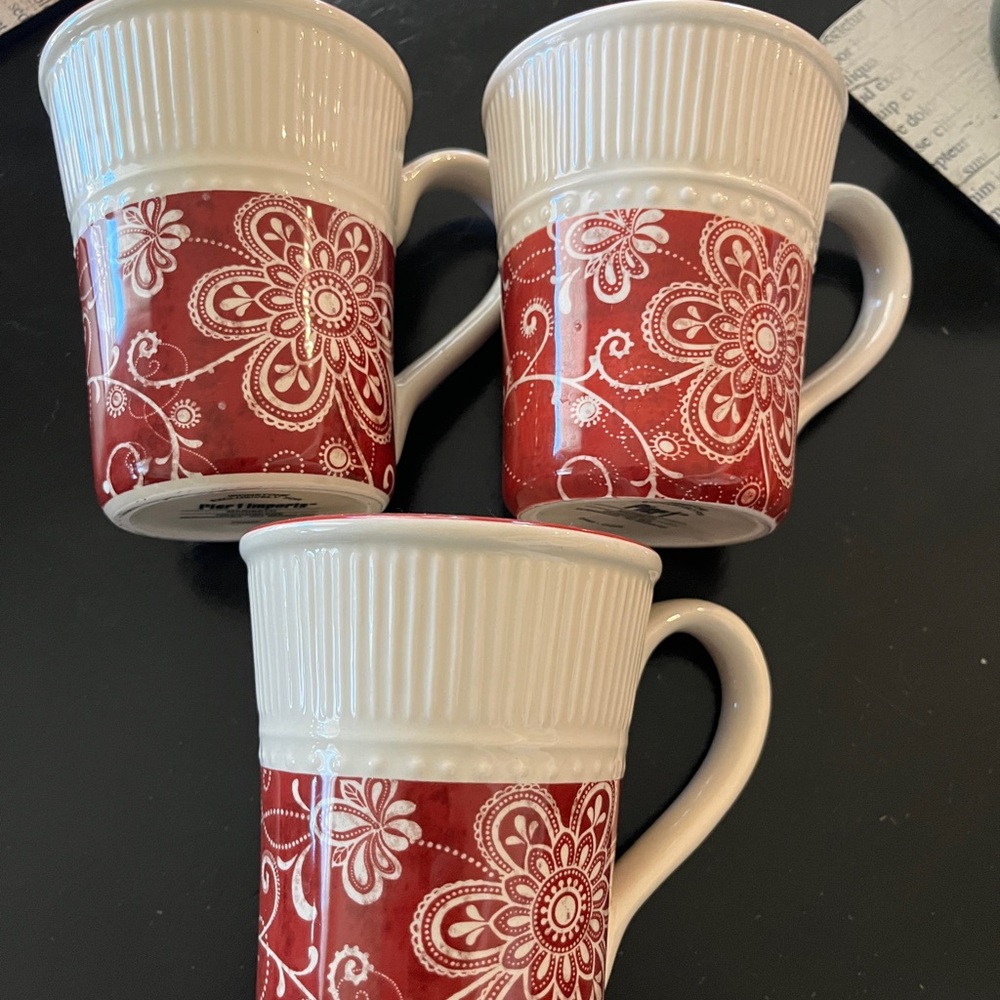Pier 1 Imports Maribeth Mugs Coffee Cups Set of 3